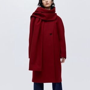 H&M scarf detail coat small